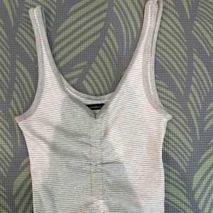 Abercrombie & Fitch Grey & White Cropped Tank Top